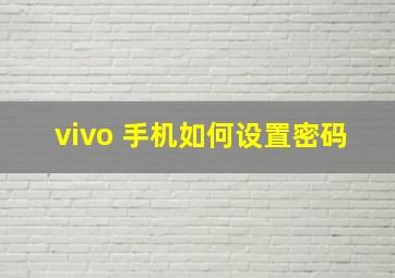 vivo 手机如何设置密码